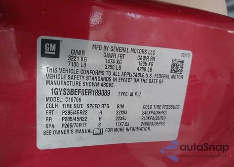 2014 Cadillac Escalade Luxury z USA, uszkodzony, nr VIN 1GYS3BEF0ER189089